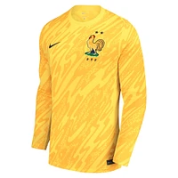 Maillot à manches longues Nike jaune pour enfant de l'équipe nationale France 2024, réplique du gardien but stade