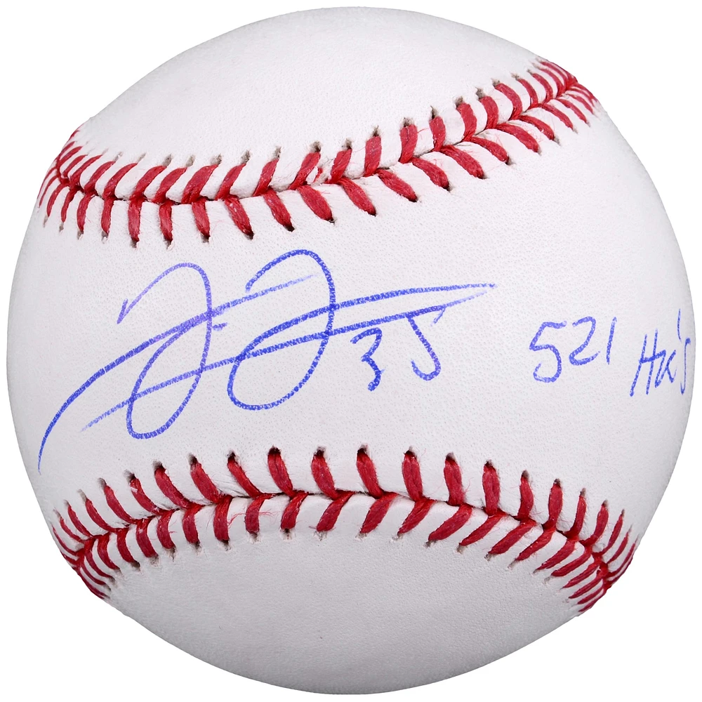 Baseball autographié par Frank Thomas des Chicago White Sox avec l'inscription 521 HRS