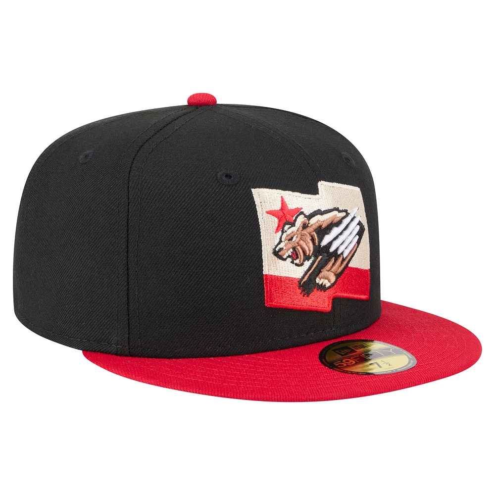 Men's New Era  Black/Red Fresno Grizzlies Authentic Collection 59FIFTY Fitted Hat