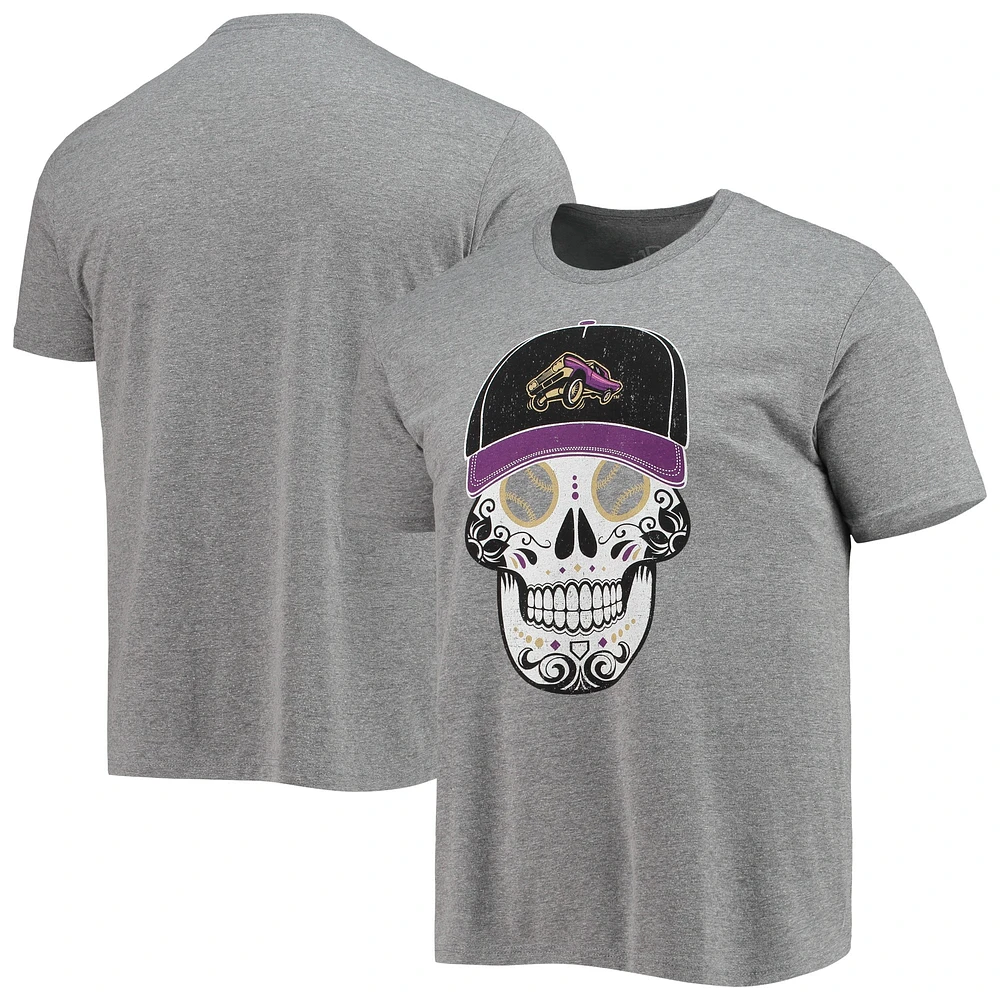 T-shirt à trois mélanges gris chiné Lowriders de Fresno Copa la Diversion Sugar Skull Cap pour homme