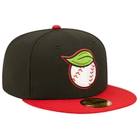 Men's New Era Black/Red Fresno Grizzlies Theme Night 59FIFTY Fitted Hat