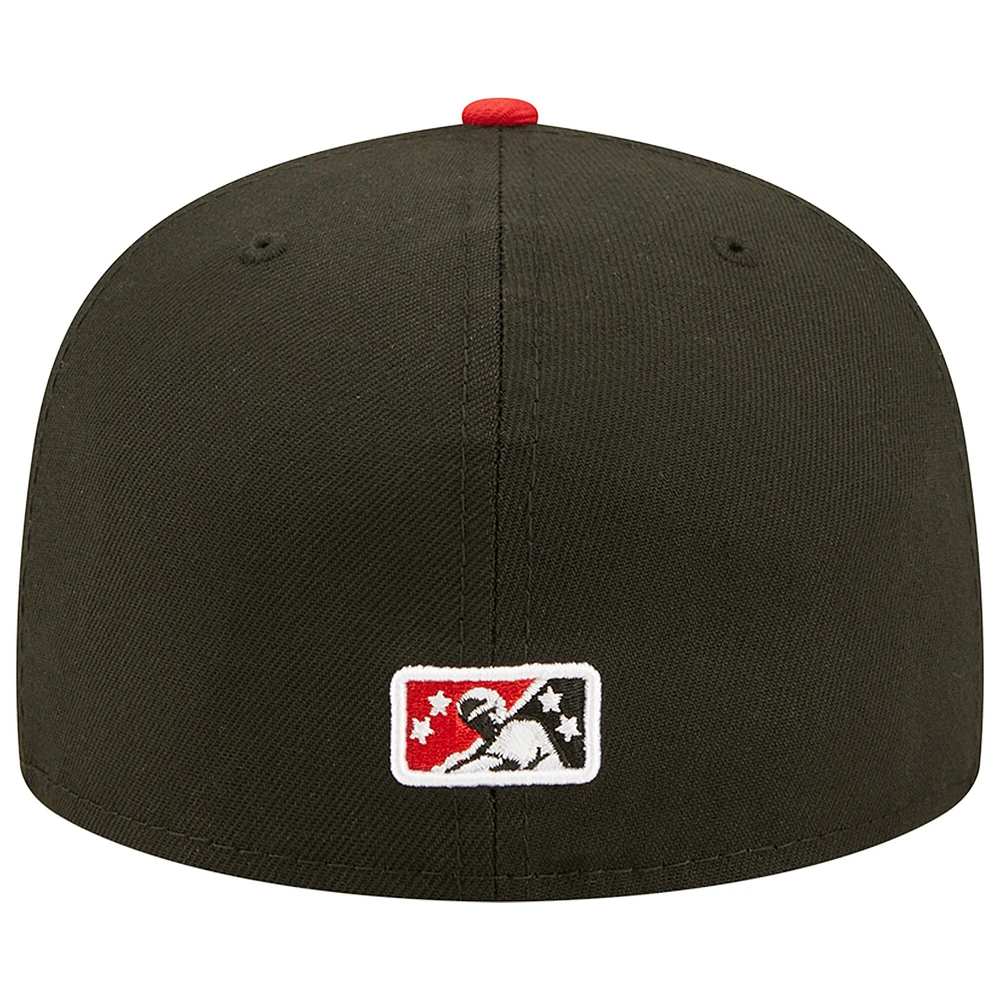Men's New Era Black/Red Fresno Grizzlies Theme Night 59FIFTY Fitted Hat