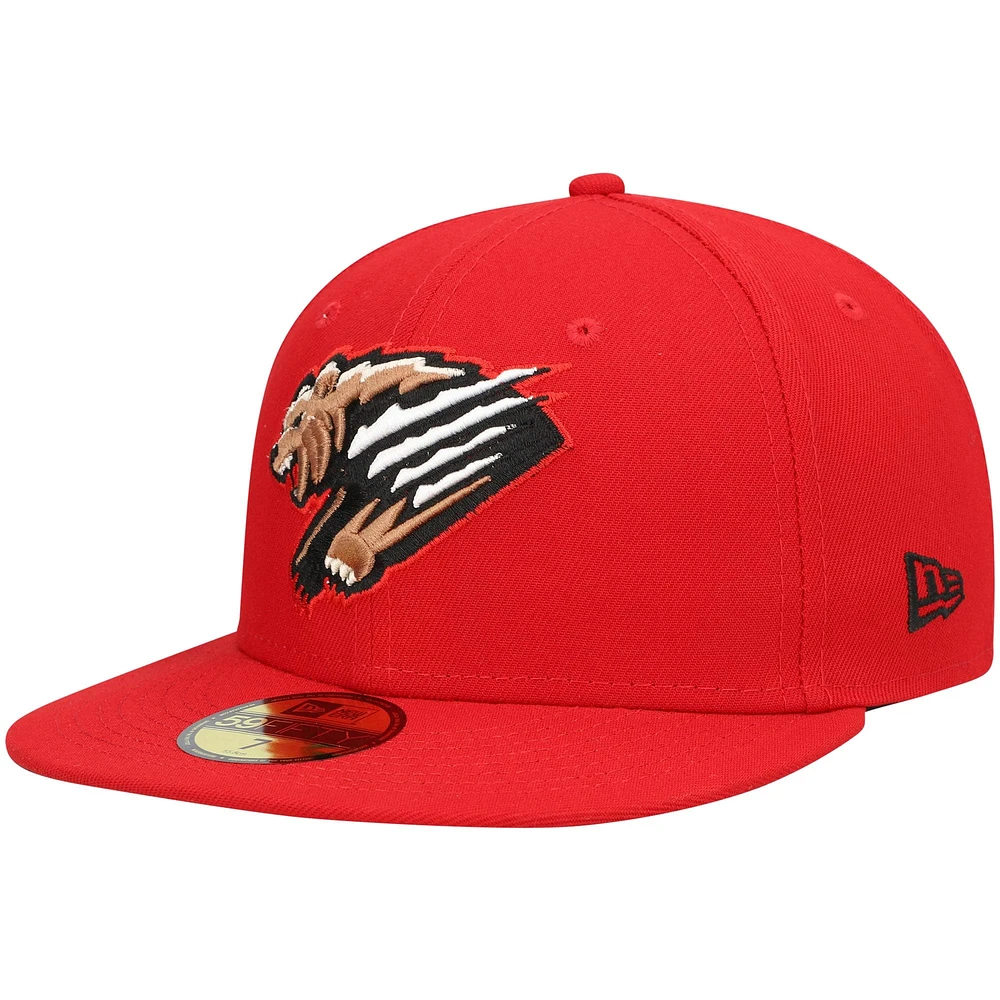 Men's New Era Red Fresno Grizzlies Home Authentic Collection 59FIFTY Fitted Hat