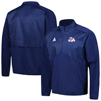 Veste adidas bleu marine Fresno State Bulldogs Sideline AEROREADY Raglan Quarter-Zip pour hommes