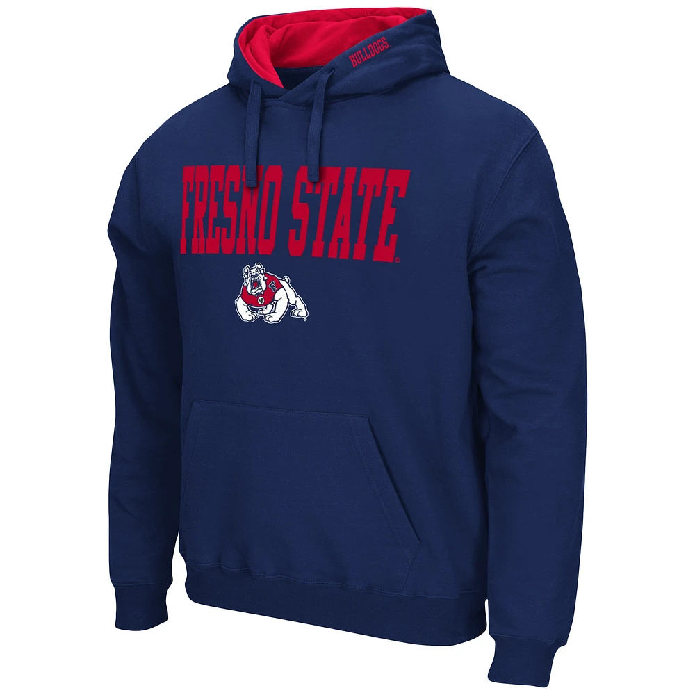 Men's Colosseum Navy Fresno State Bulldogs Arch and Logo Pullover Hoodie