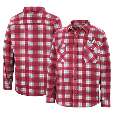 Colosseum Red/White Fresno State Bulldogs Ellis Plaid Full-Snap Shirt Jacket