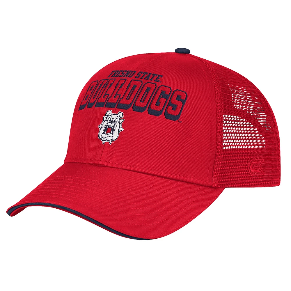 Casquette réglable Colosseum Red Fresno State Bulldogs Wyatt Primary Team Trucker pour hommes