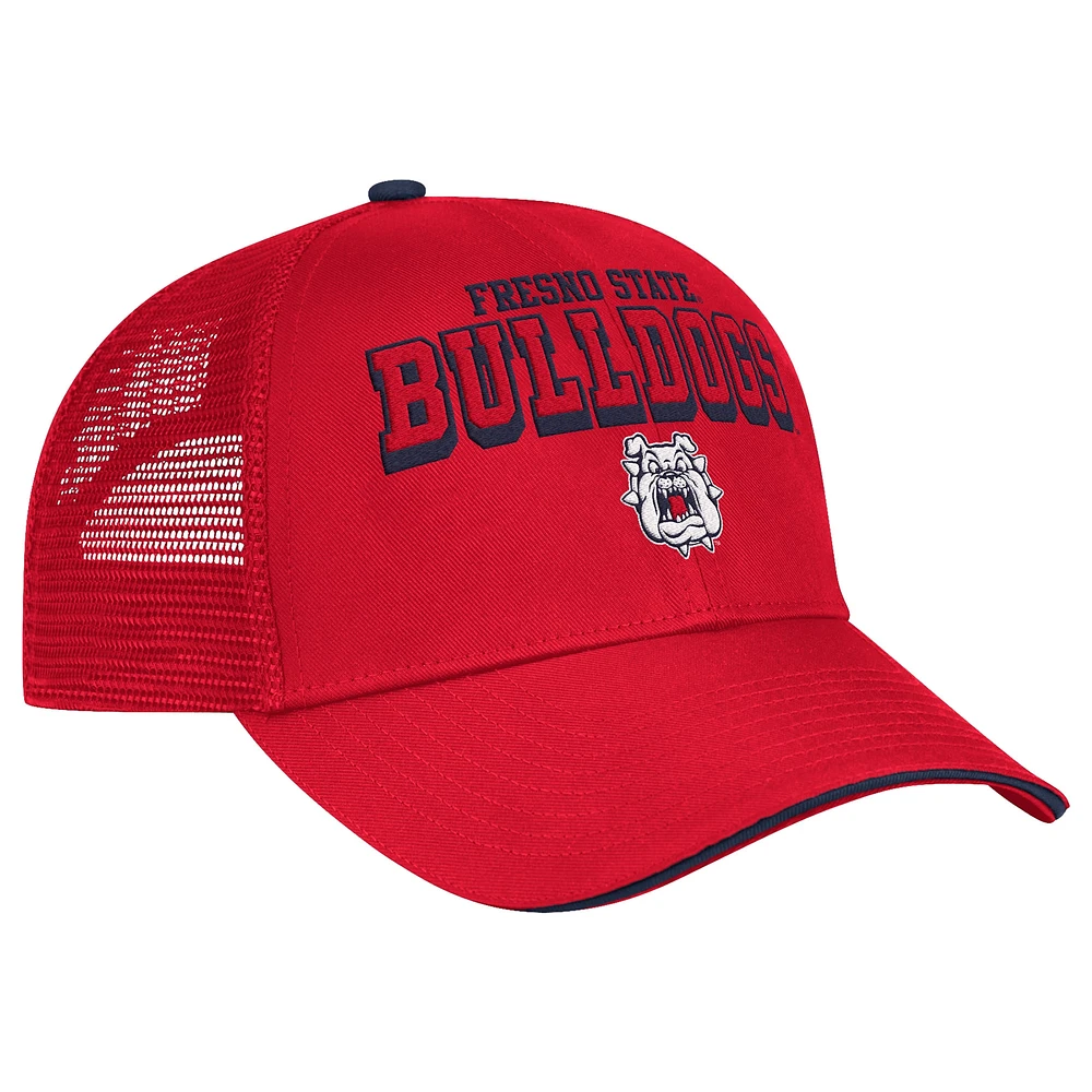 Men's Colosseum Red Fresno State Bulldogs Wyatt Primary Team Trucker Adjustable Hat