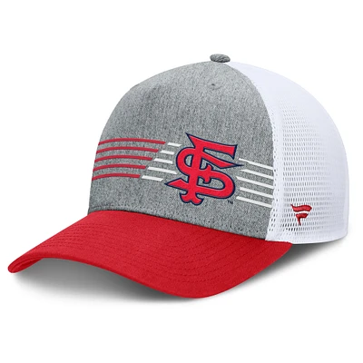 Casquette ajustable Fanatics pour hommes gris chiné/rouge Fresno State Bulldogs Profile Trucker
