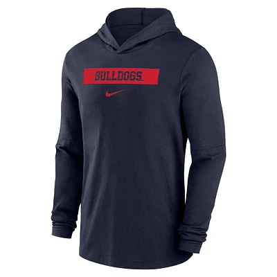 Men's Nike Navy Fresno State Bulldogs Sideline Hoodie Performance Long Sleeve T-Shirt