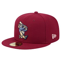 Casquette ajustée 59FIFTY pour homme New Era bordeaux Frisco RoughRiders Authentic Collection