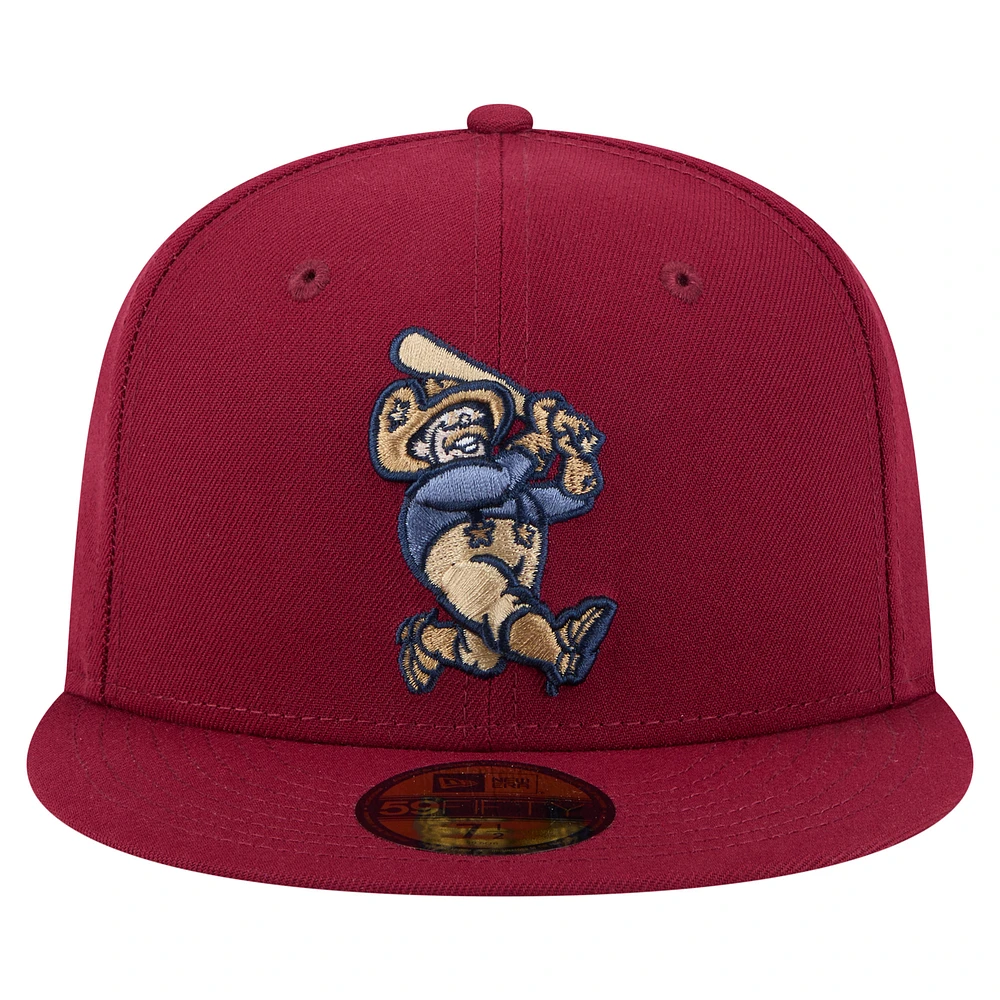 Casquette ajustée 59FIFTY pour homme New Era bordeaux Frisco RoughRiders Authentic Collection