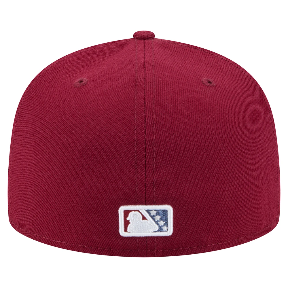 Casquette ajustée 59FIFTY pour homme New Era bordeaux Frisco RoughRiders Authentic Collection