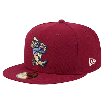 Casquette ajustée 59FIFTY pour homme New Era bordeaux Frisco RoughRiders Authentic Collection