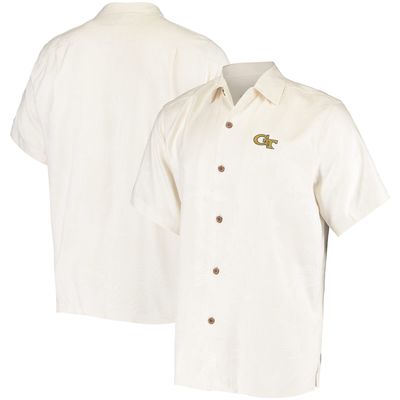 Men's Tommy Bahama White Kansas Jayhawks Al Fresco Tropics Jacquard  Button-Up Shirt