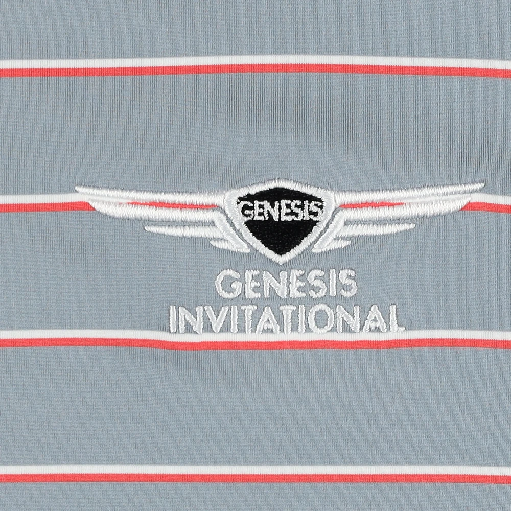 Men's FootJoy  Gray Genesis Invitational ProDry Classic Stripe Lisle Polo