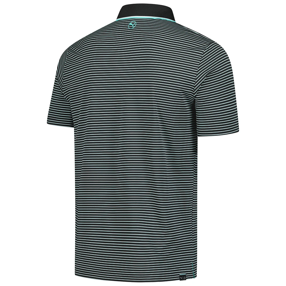 Men's Puma  Black Genesis Invitational Elevated Stripe Mattr Polo