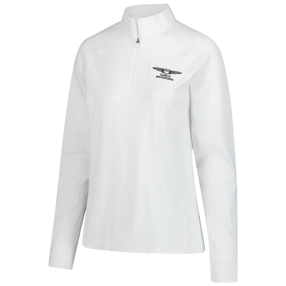 Women's Puma  White Genesis Invitational You-V Quarter-Zip Pullover