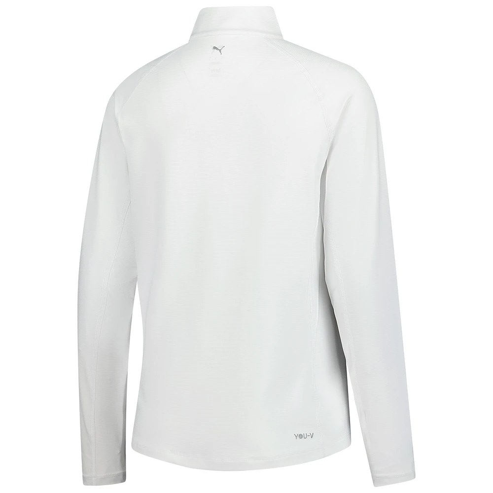 Women's Puma  White Genesis Invitational You-V Quarter-Zip Pullover