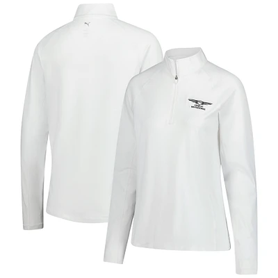Women's Puma  White Genesis Invitational You-V Quarter-Zip Pullover