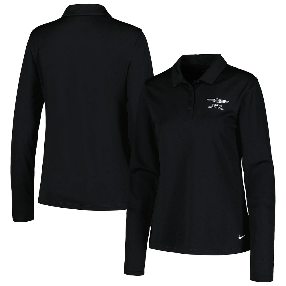 Women's Nike Black Genesis Invitational Victory Long Sleeve Performance Polo