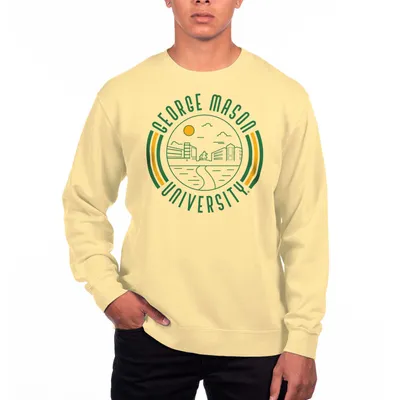 George Mason Patriots Uscape Apparel Pigment Dyed Fleece Crew Neck Sweatshirt - Yellow