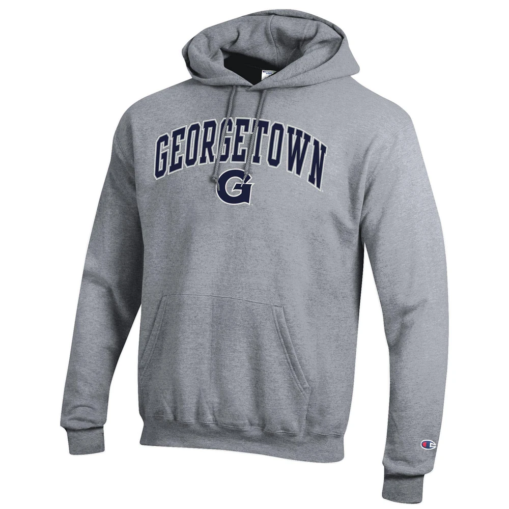 Men's Champion  Heather Gray Georgetown Hoyas Arched Logo Fleece Pullover Hoodie