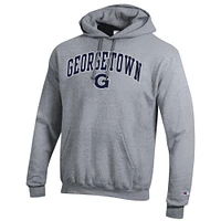 Men's Champion  Heather Gray Georgetown Hoyas Arched Logo Fleece Pullover Hoodie