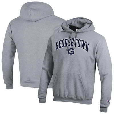 Men's Champion  Heather Gray Georgetown Hoyas Arched Logo Fleece Pullover Hoodie