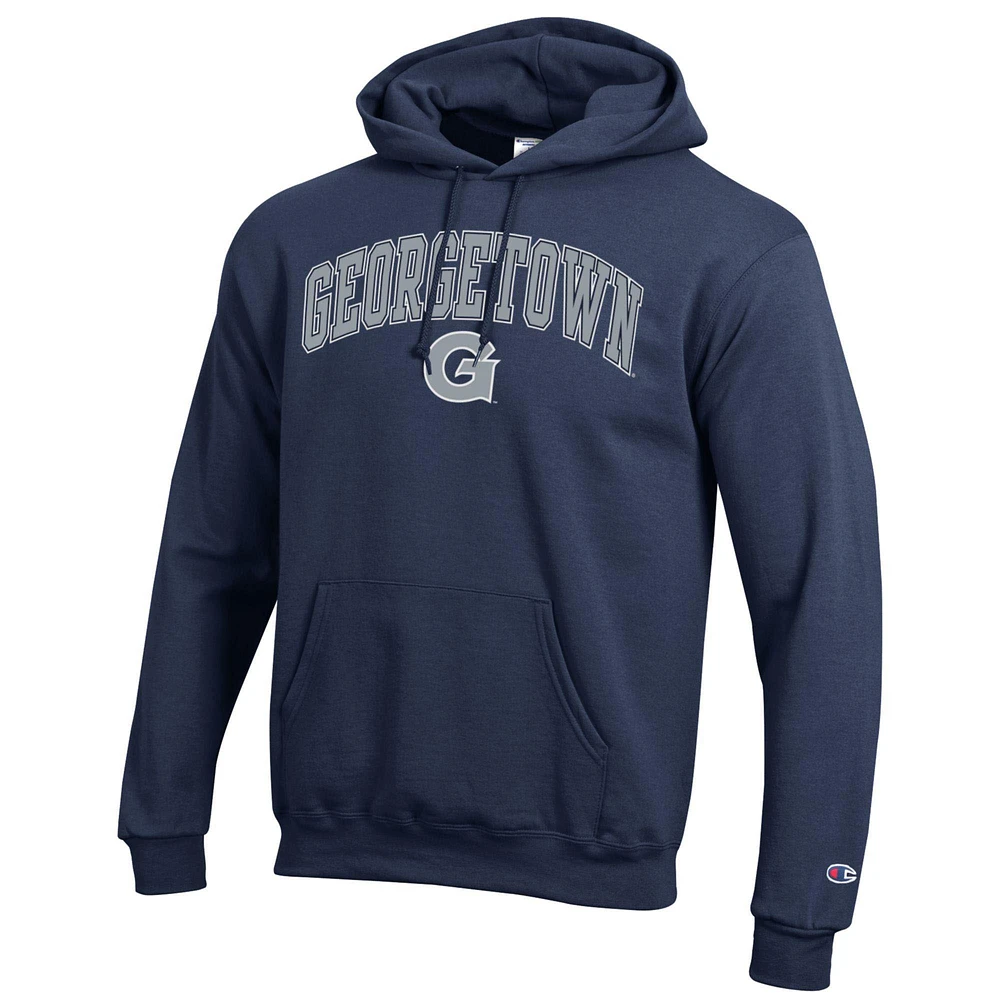 Men's Champion  Navy Georgetown Hoyas Arched Logo Fleece Pullover Hoodie