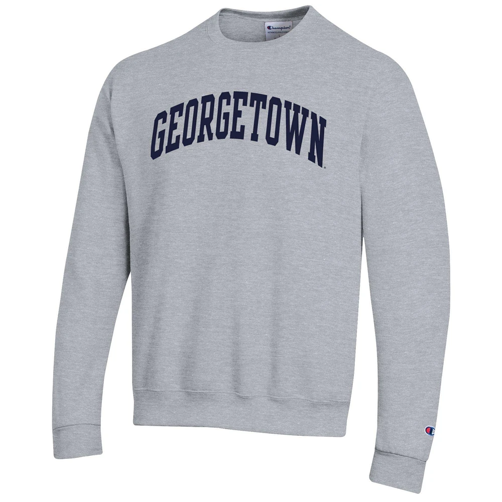 Men's Champion  Heather Gray Georgetown Hoyas Basic Arch Fleece Pullover Sweatshirt