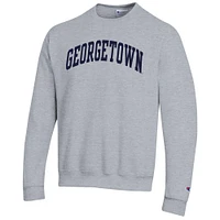Men's Champion  Heather Gray Georgetown Hoyas Basic Arch Fleece Pullover Sweatshirt