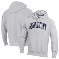 Men's Champion Heathered Gray Georgetown Hoyas Team Arch Reverse Weave Pullover Hoodie