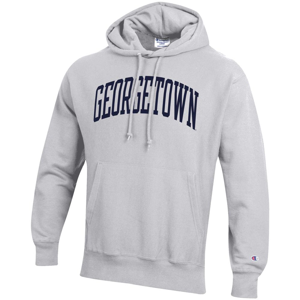 Men's Champion Heathered Gray Georgetown Hoyas Team Arch Reverse Weave Pullover Hoodie