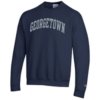 Men's Champion  Navy Georgetown Hoyas Basic Arch Fleece Pullover Sweatshirt