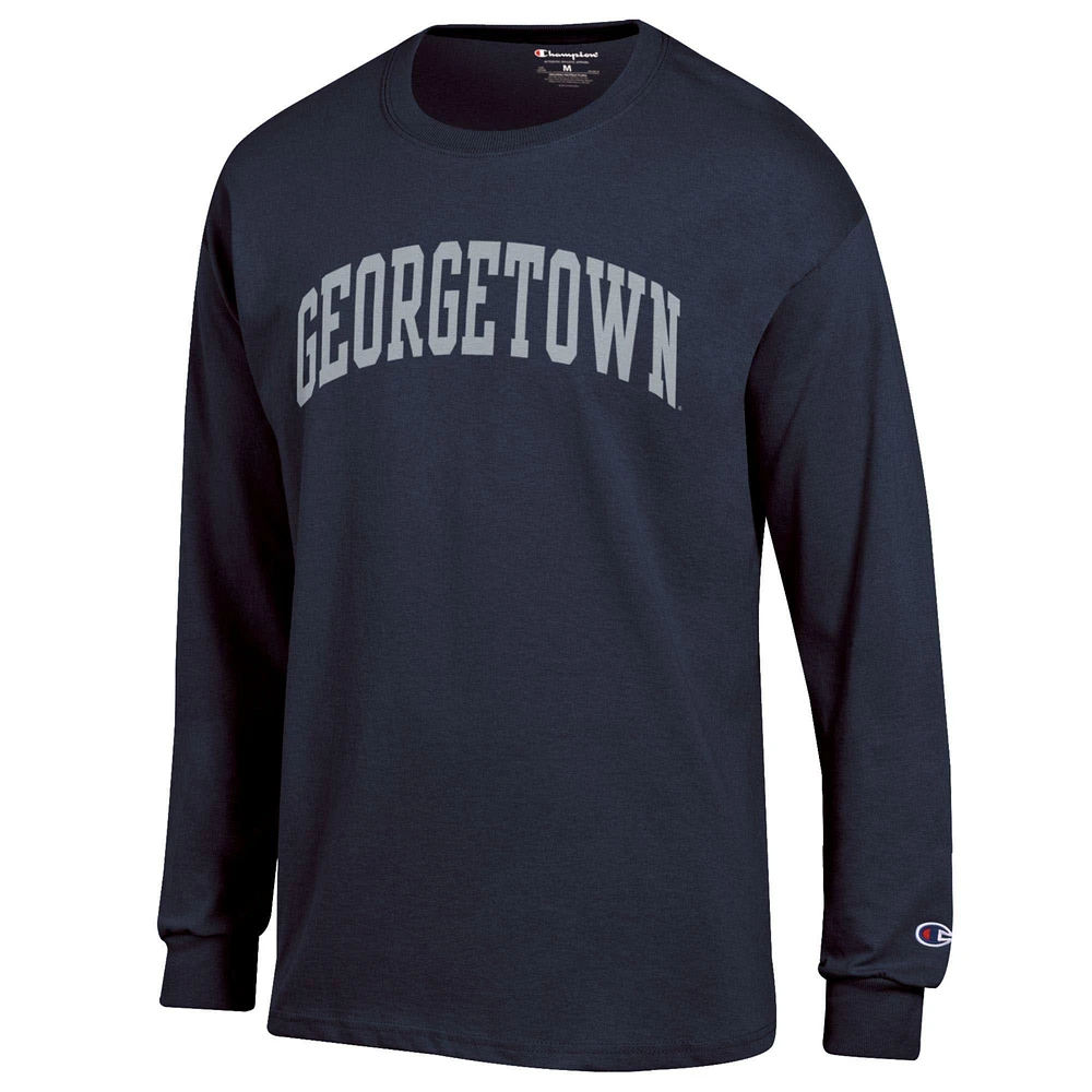 Men's Champion  Navy Georgetown Hoyas Basic Arch Long Sleeve T-Shirt