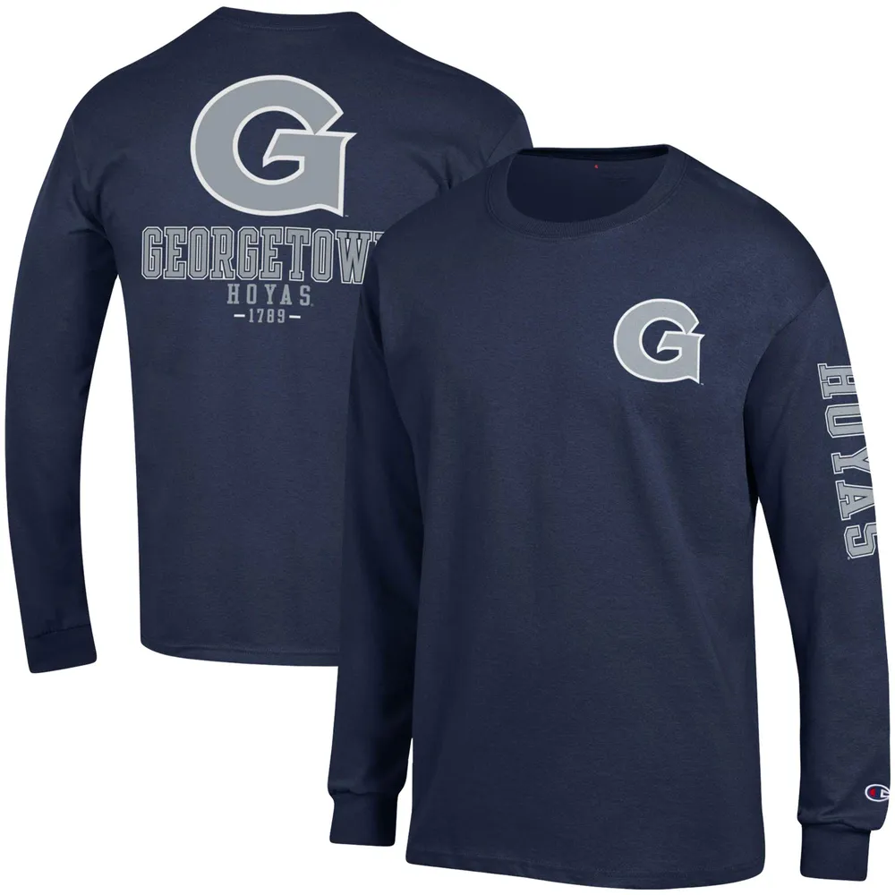 Champion Navy Georgetown Hoyas Team Stack T-shirt à manches longues pour homme