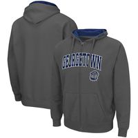 Men's Colosseum Charcoal Georgetown Hoyas Arch & Logo 3.0 Full-Zip Hoodie