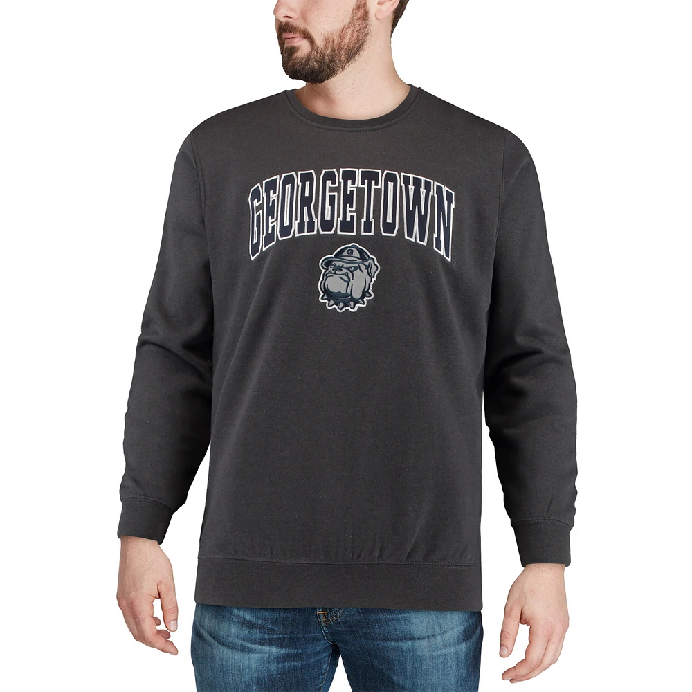 Men's Colosseum Charcoal Georgetown Hoyas Arch & Logo Crew Neck Sweatshirt
