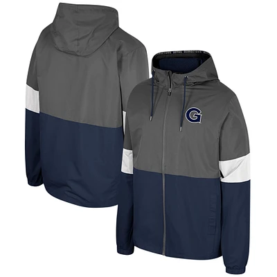 Men's Colosseum Charcoal Georgetown Hoyas Miles Full-Zip Hoodie Jacket