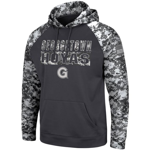 Colosseum Charcoal Georgetown Hoyas OHT Military Appreciation Digital Camo Sweat à capuche pour homme