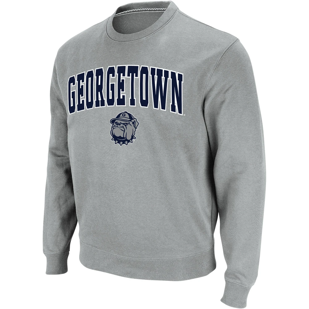 Men's Colosseum Gray Georgetown Hoyas Arch & Logo Crew Neck Sweatshirt