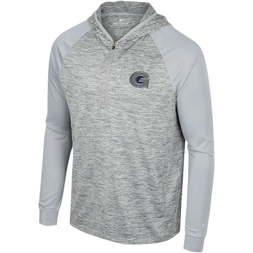 Men's Colosseum Gray Georgetown Hoyas Cybernetic Raglan Quarter-Zip Hooded Top