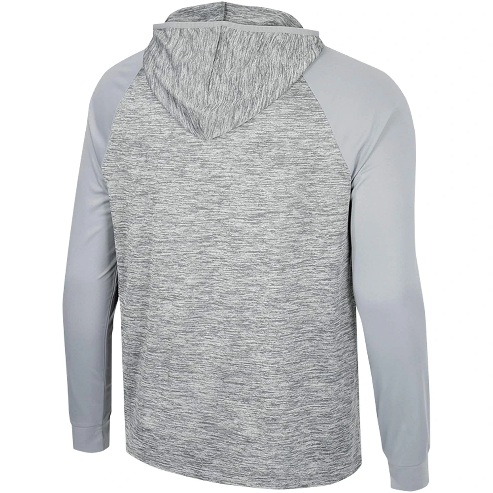 Men's Colosseum Gray Georgetown Hoyas Cybernetic Raglan Quarter-Zip Hooded Top