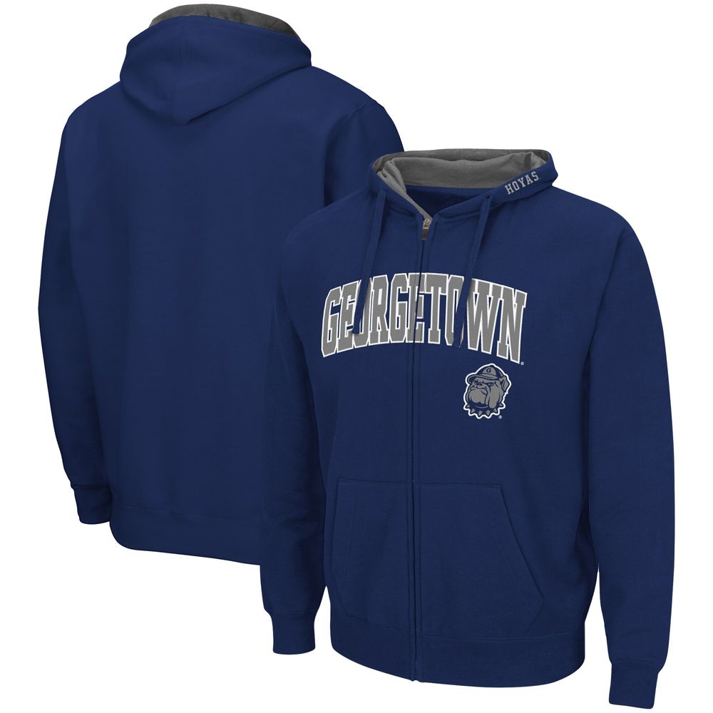 Men's Colosseum Navy Georgetown Hoyas Arch & Logo 3.0 Full-Zip Hoodie