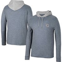 Men's Colosseum Navy Georgetown Hoyas Ballot Waffle-Knit Thermal Long Sleeve Hoodie T-Shirt