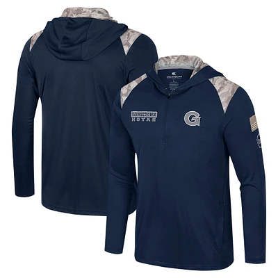 Veste à capuche fermeture éclair quart de tour pour homme Colosseum Navy Georgetown Hoyas OHT Military Appreciation