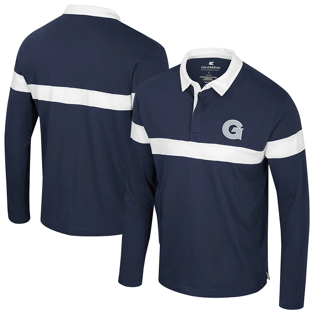 Polo à manches longues pour homme Colosseum Navy Georgetown Hoyas Too Cool For School