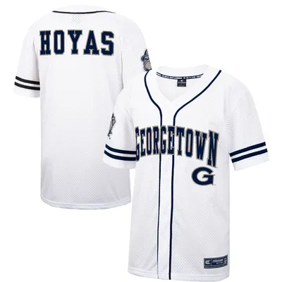 Maillot de baseball boutonné en maille Free Spirited Georgetown Hoyas Colosseum blanc pour hommes