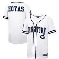 Maillot de baseball boutonné en maille Free Spirited Georgetown Hoyas Colosseum blanc pour hommes